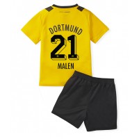 Fotbalové Dres Borussia Dortmund Donyell Malen #21 Dětské Domácí 2022-23 Krátký Rukáv (+ trenýrky)